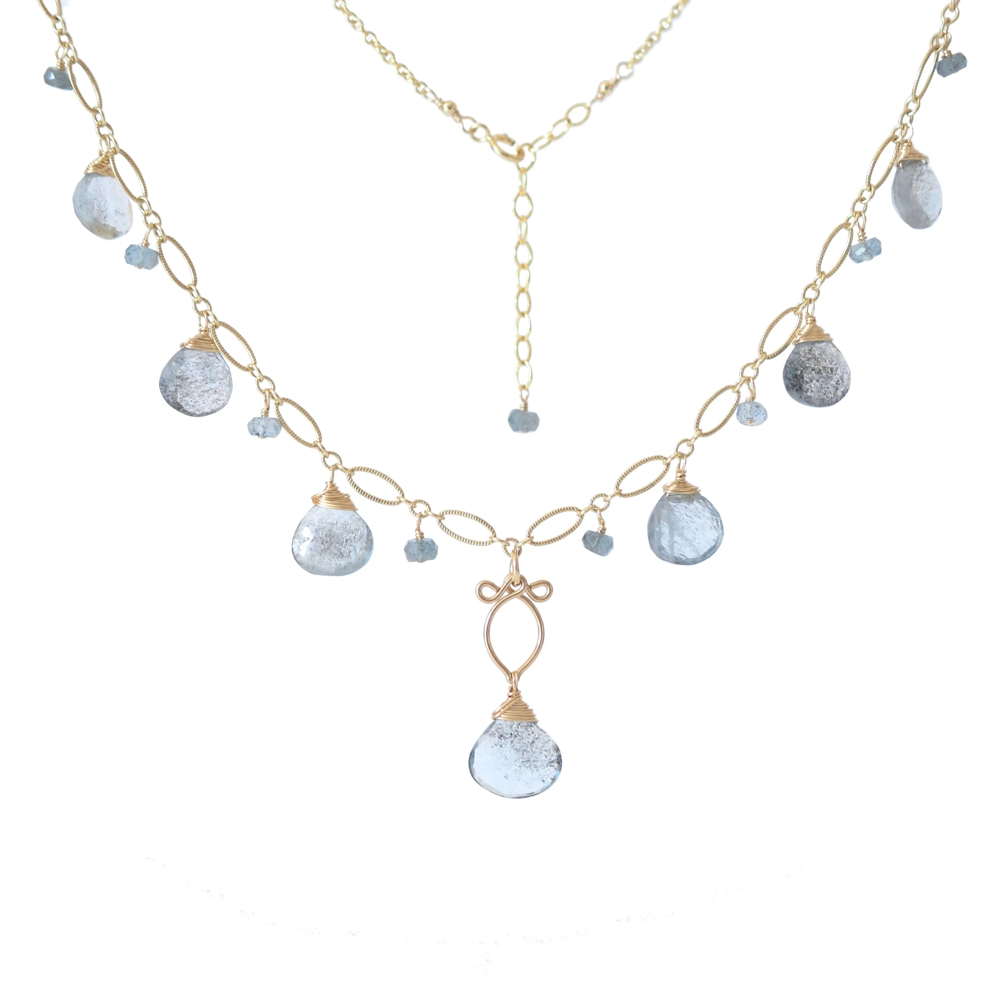 Mara - Moss Aquamarine, 14k Gold Filled Necklace