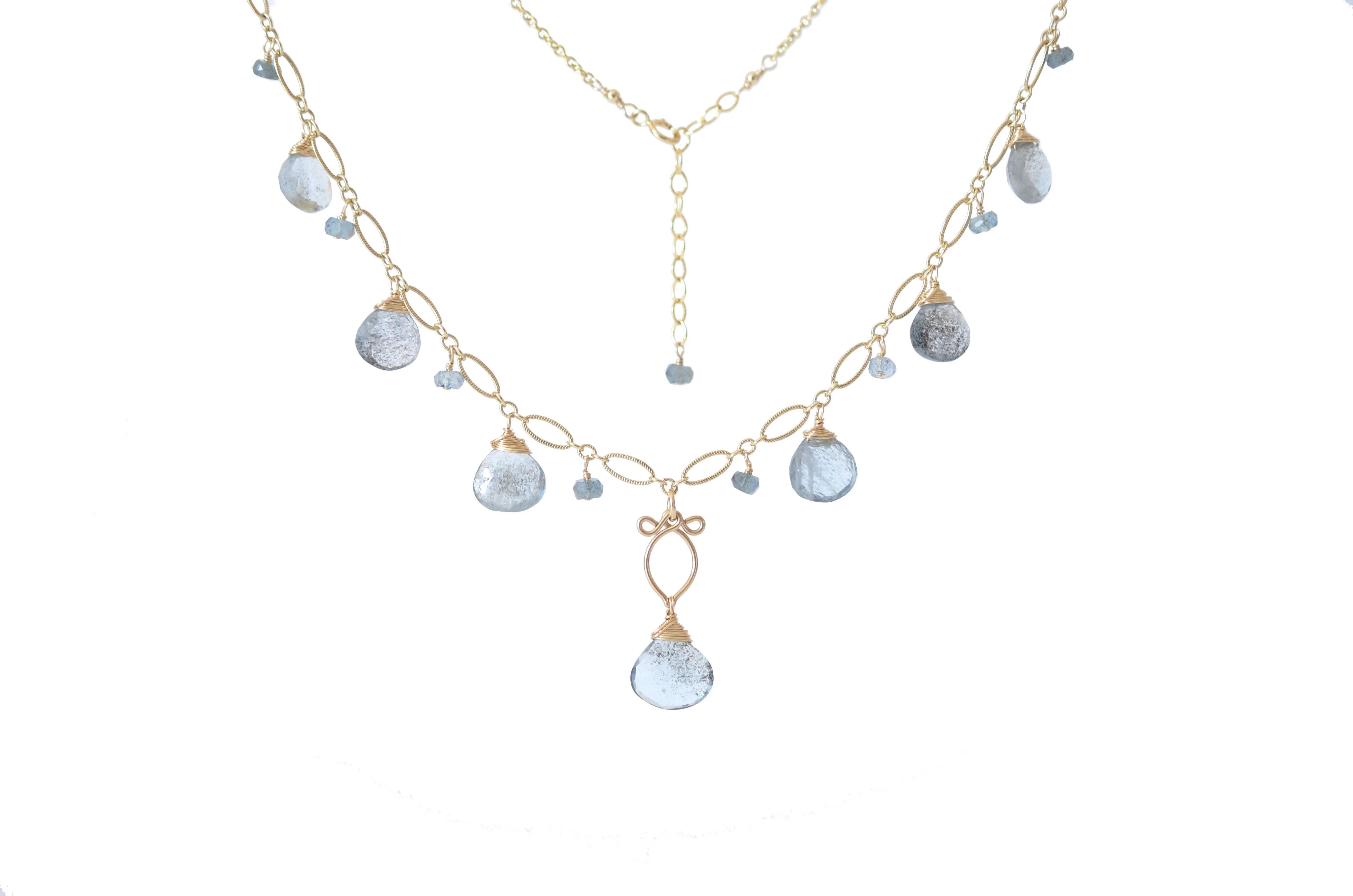 Mara - Moss Aquamarine, 14k Gold Filled Necklace