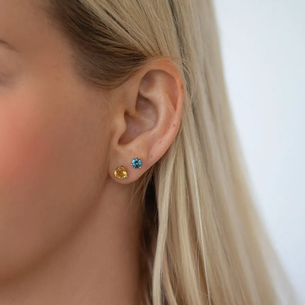 Martini Stud Earrings - Petite Coral Sapphire