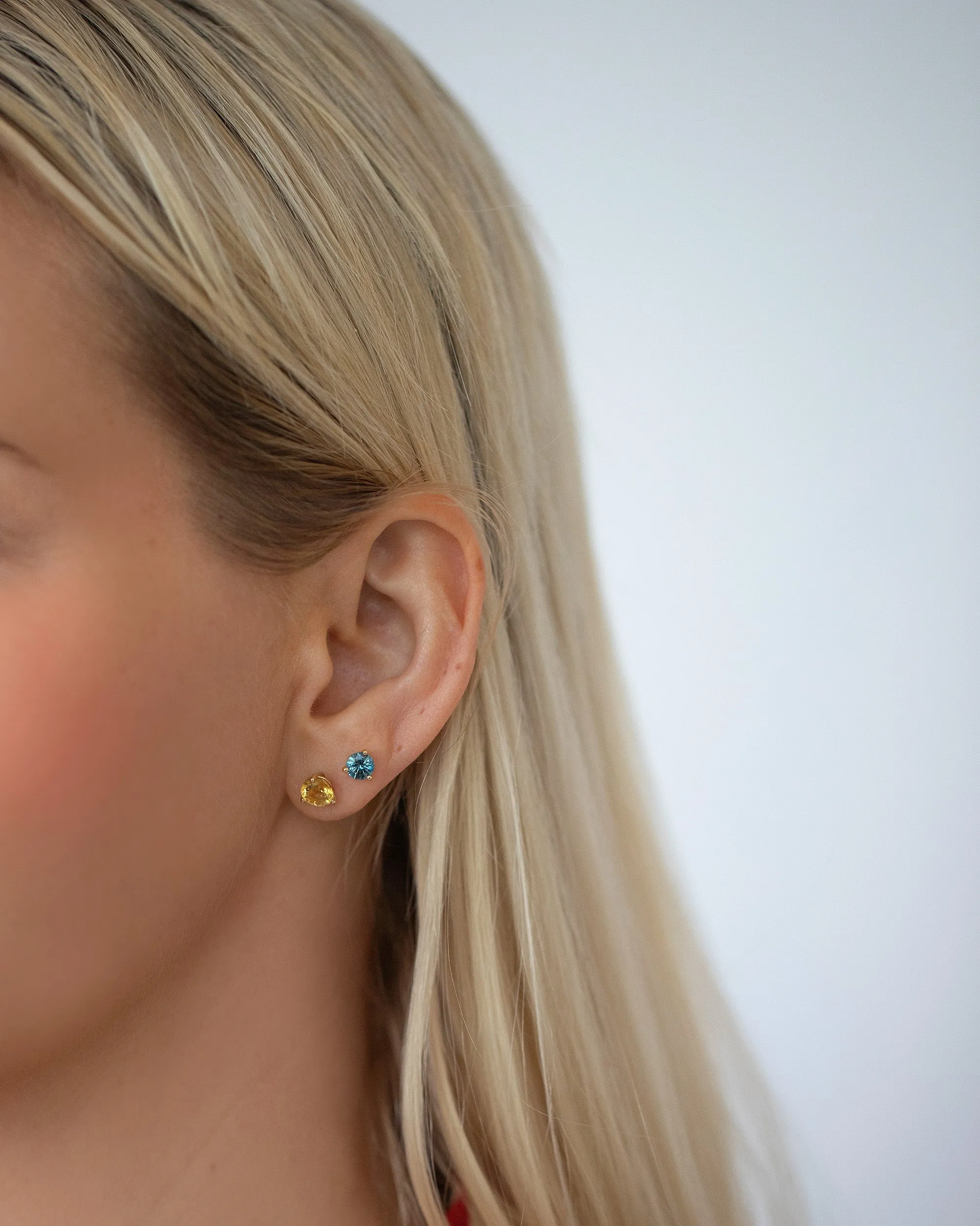 Martini Stud Earrings - Petite Coral Sapphire