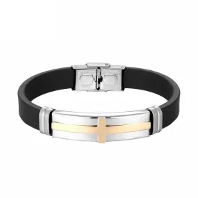 Men's Cross Bracelet <br> Silicone Gold