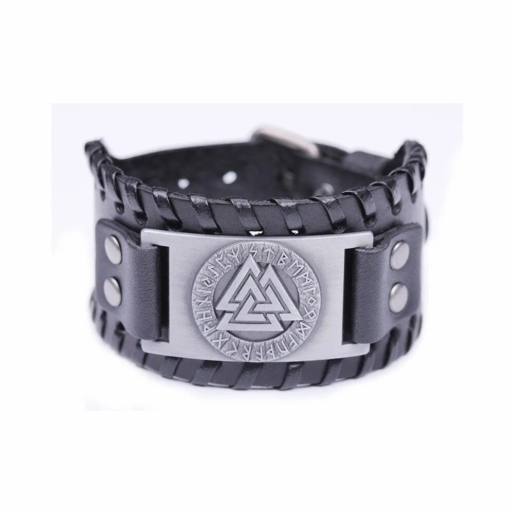 Metal Engraved Scandinavian Viking Nordic Runes Bracelet Men