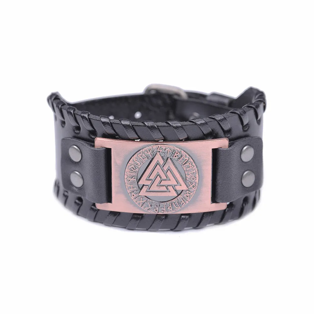 Metal Engraved Scandinavian Viking Nordic Runes Bracelet Men