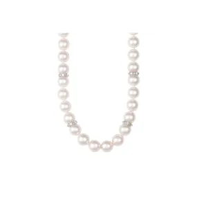 Mikimoto 18K White Gold Akoya Pearl and Diamond Strand Necklace