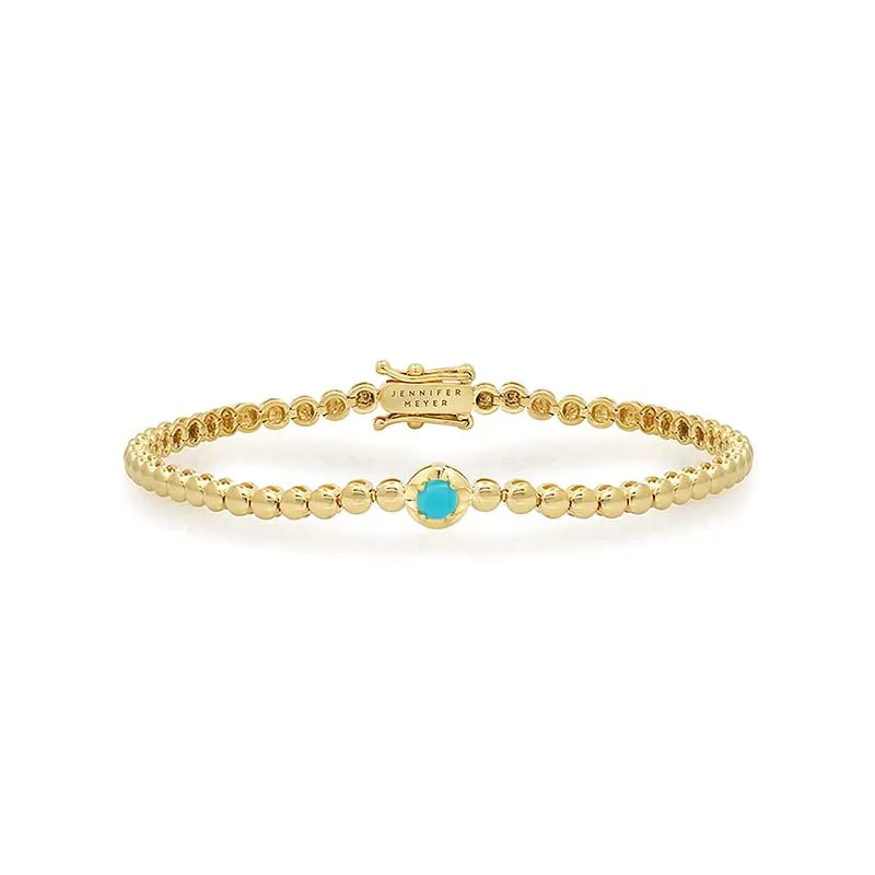 Mini Bezel Tennis Bracelet With Illusion Set Turquoise Center