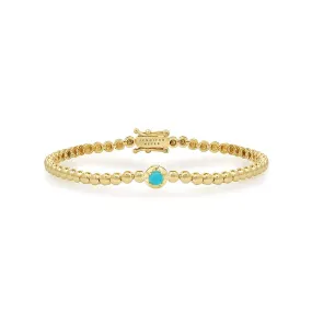 Mini Bezel Tennis Bracelet With Illusion Set Turquoise Center