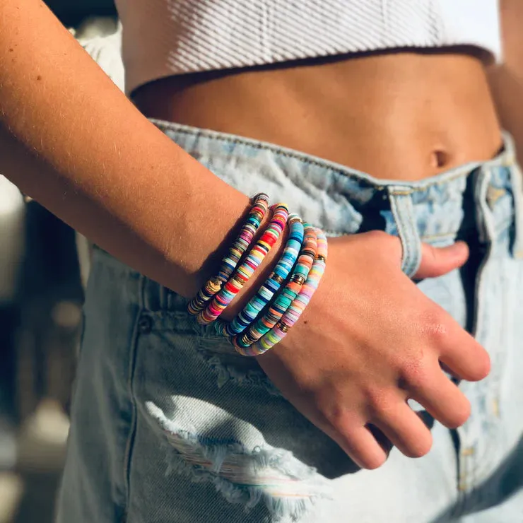 Mini Stripe Heishi Stretch Bracelet
