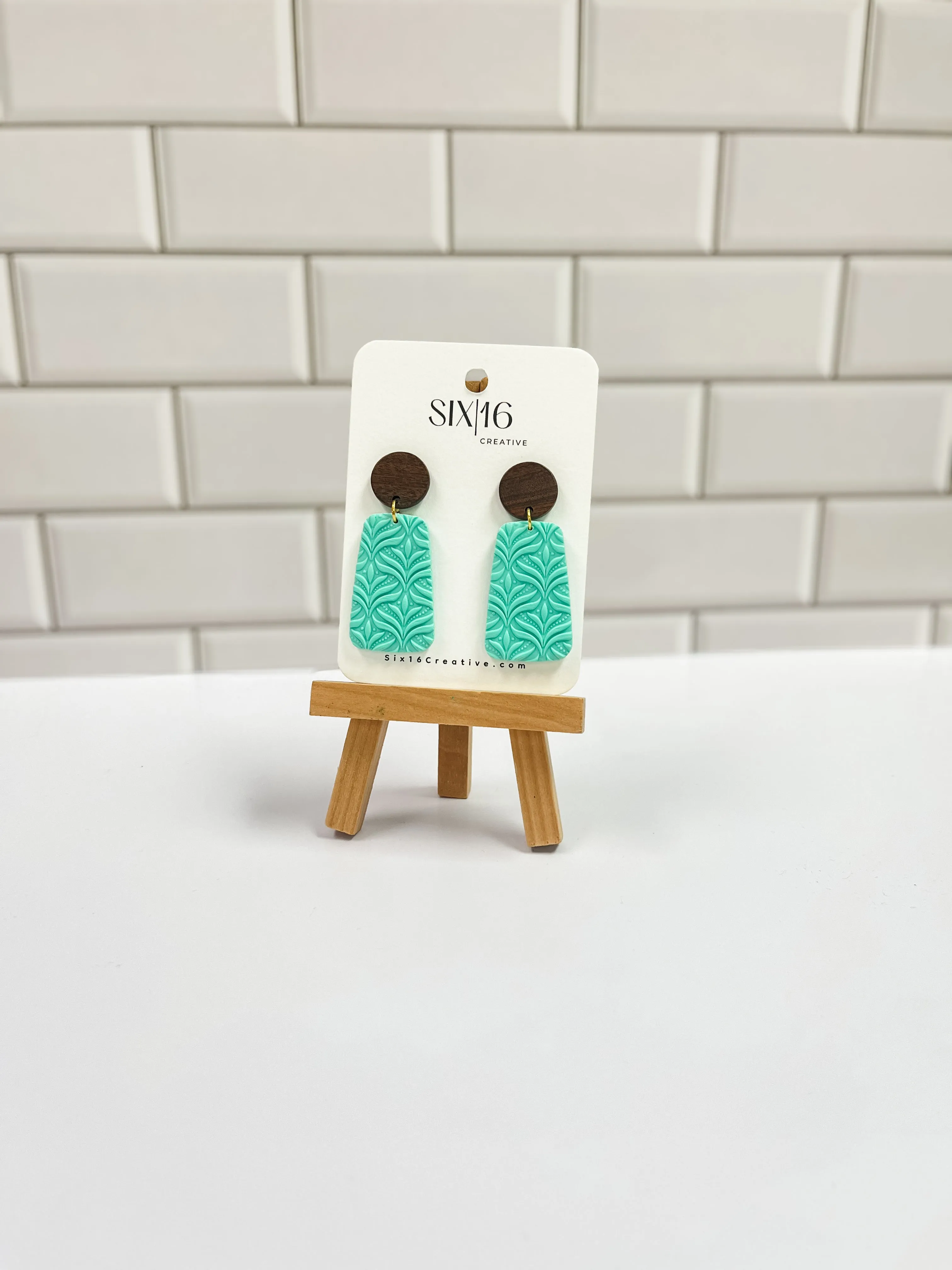 Mint Green Clay Earrings