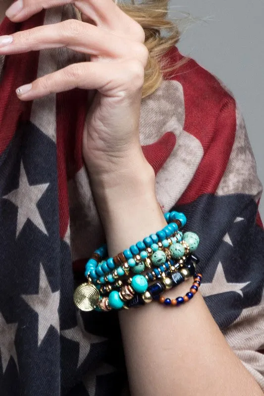 Mixed Bead Bracelet Set in Black or Turquoise - ALL SALES FINAL