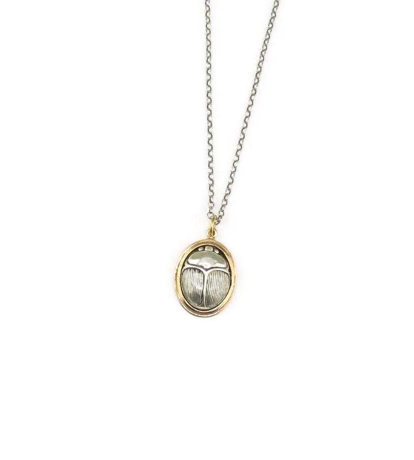 Mixed Metal Scarab Necklace