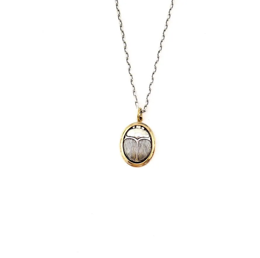 Mixed Metal Scarab Necklace