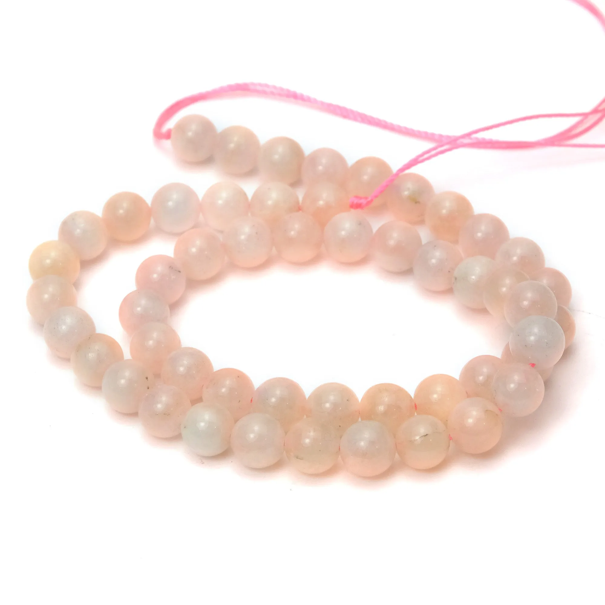 Morganite 8mm Smooth Rounds Strand