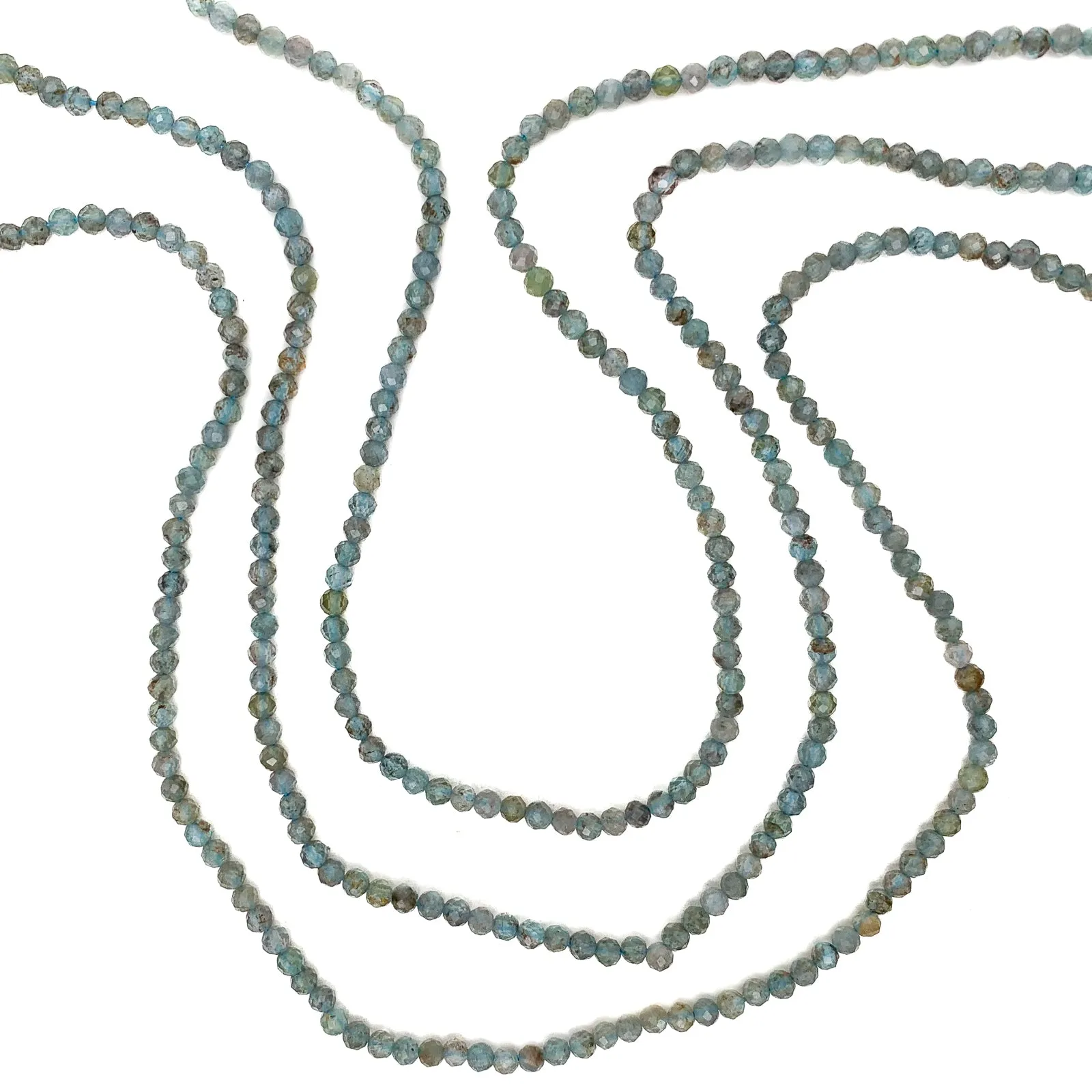 Moss Aquamarine 3mm Faceted Rounds Bead Strand