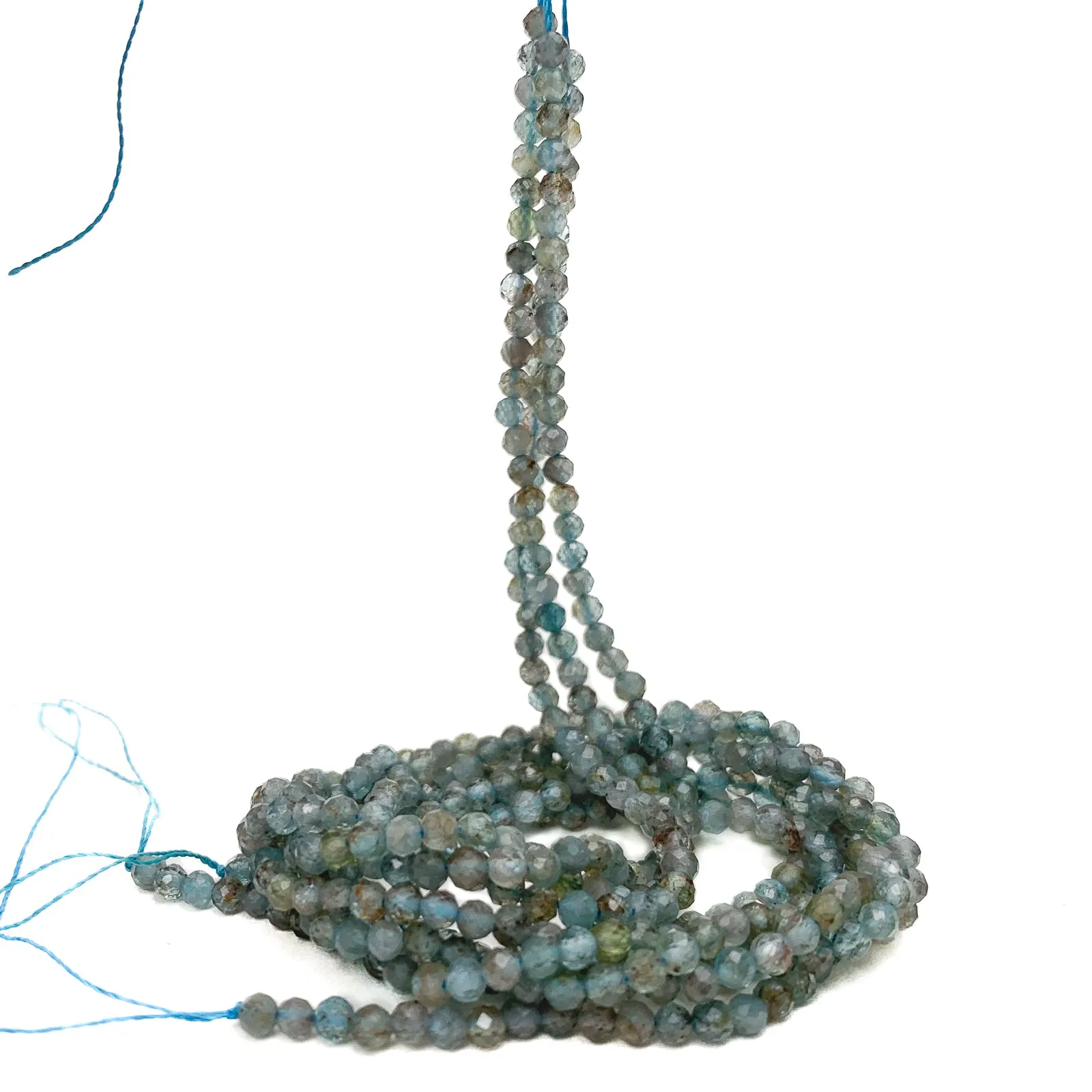 Moss Aquamarine 3mm Faceted Rounds Bead Strand