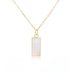 Mother of Pearl Rectangle Tag Gold Necklace