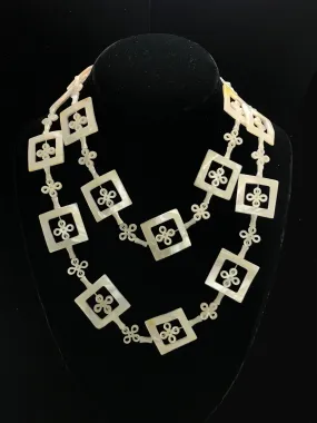 Mother of Pearl Squares and Clover Necklace