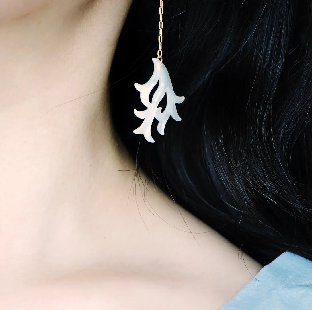 Mother Pearl Coral Branch Earrings