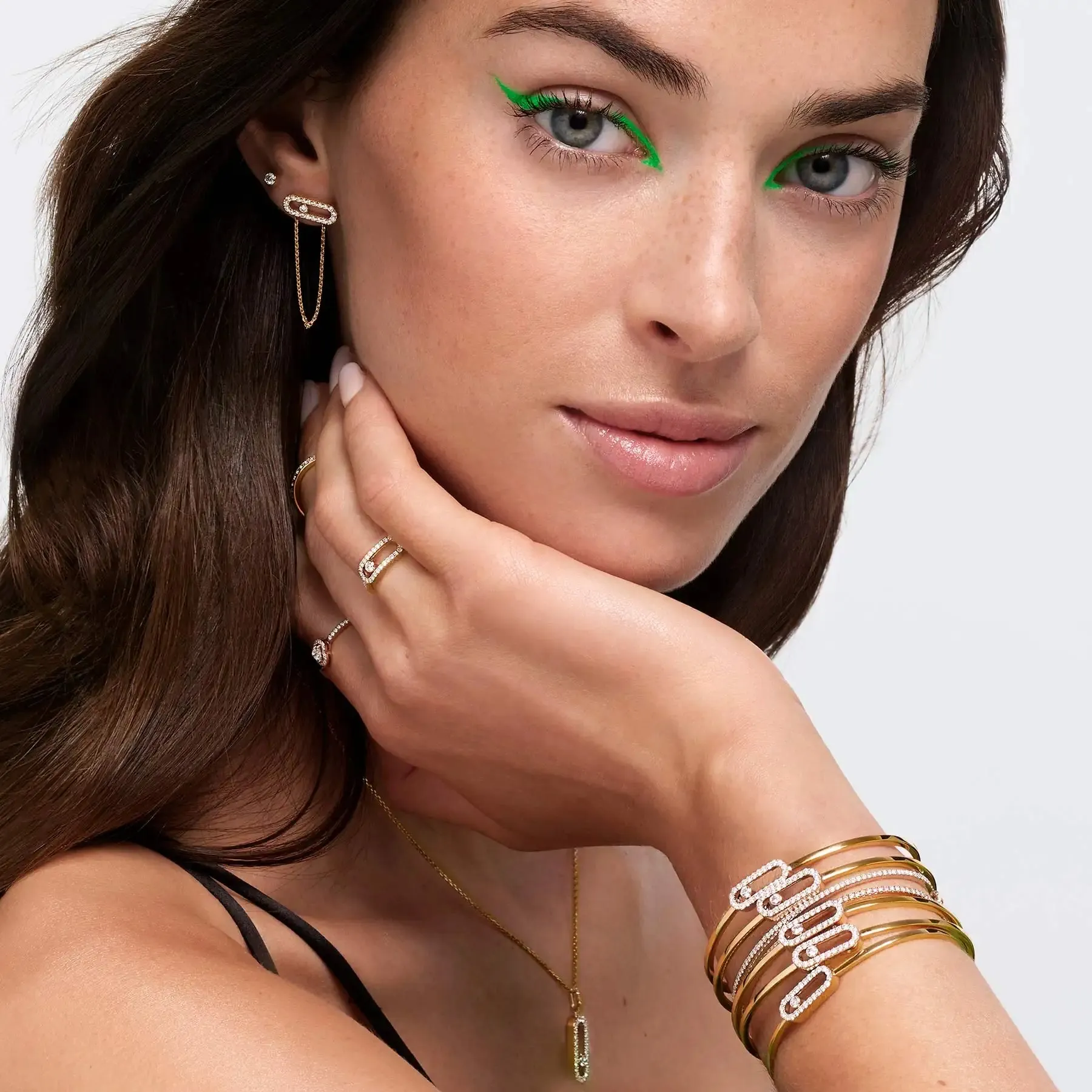 Move Uno Pavé Flex Bangle MM in Rose Gold with Diamonds