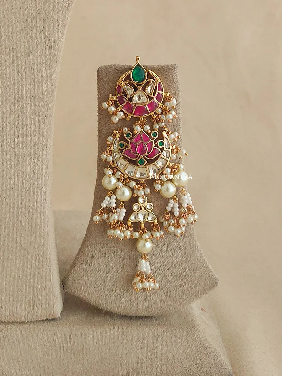 Multicolor Gold Plated Jadau Kundan Bridal Necklace Set - MS1363M