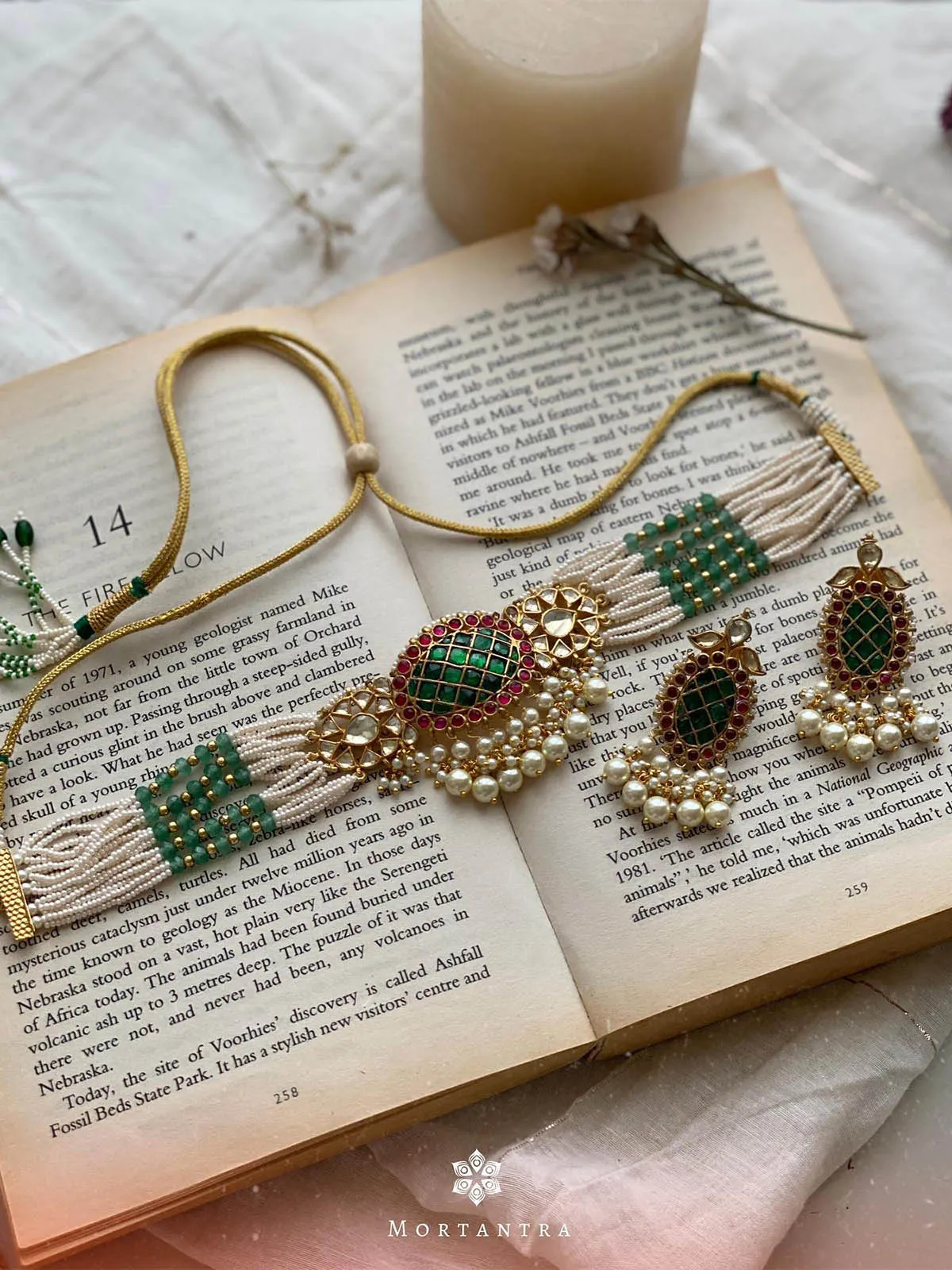 Multicolor Gold Plated Jadau Kundan Necklace Set - MS1398M