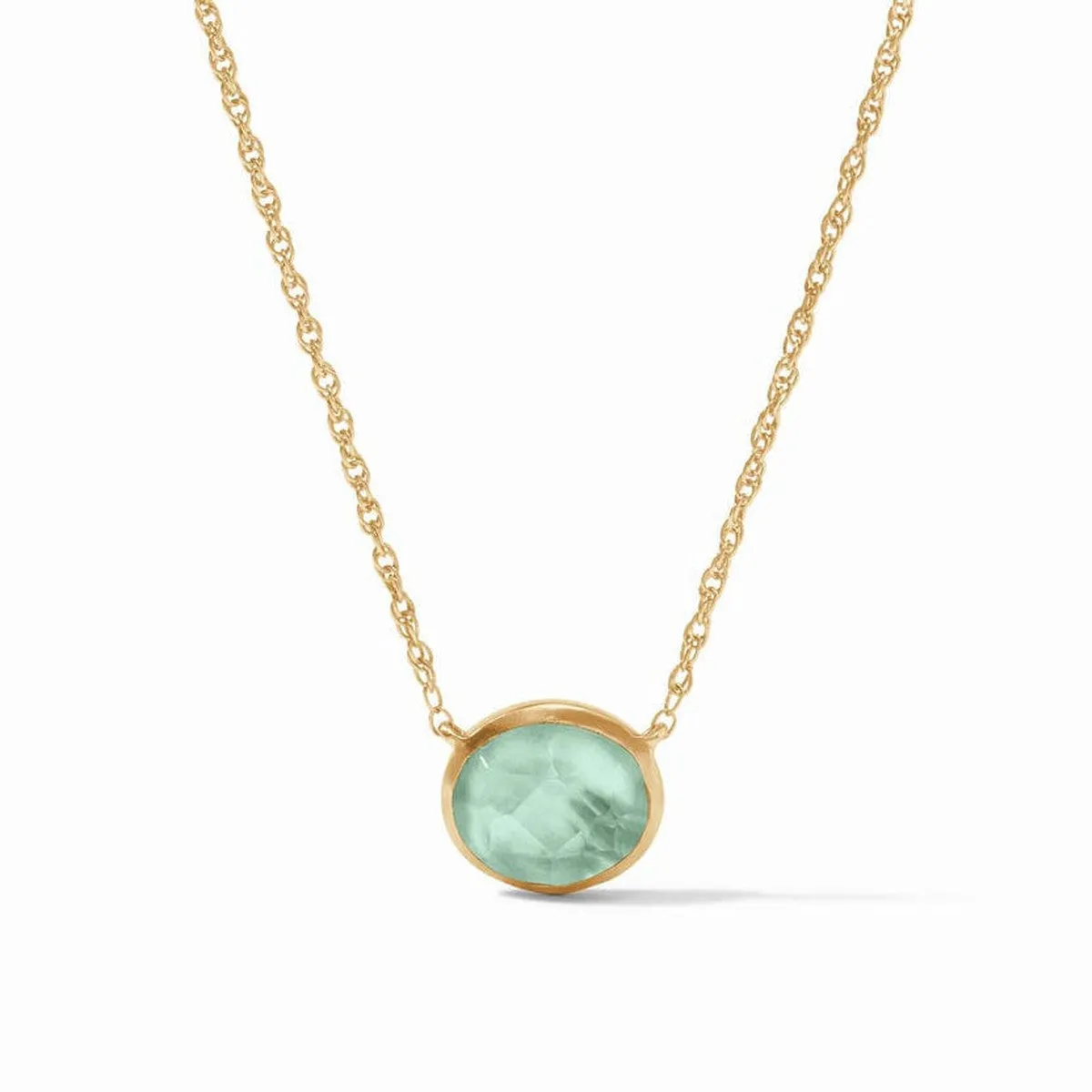 Nassau Solitaire Necklace - Iridescent Aquamarine Blue