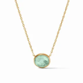 Nassau Solitaire Necklace - Iridescent Aquamarine Blue