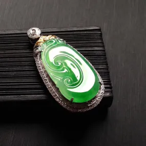Natural Jade Pendant Jadeite Gold Ruyi Pendant PT478