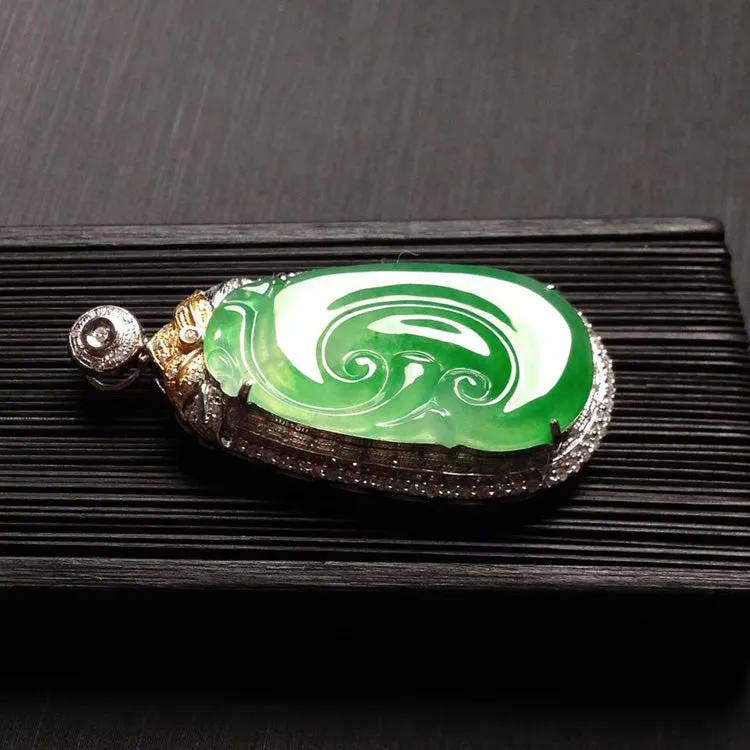 Natural Jade Pendant Jadeite Gold Ruyi Pendant PT478