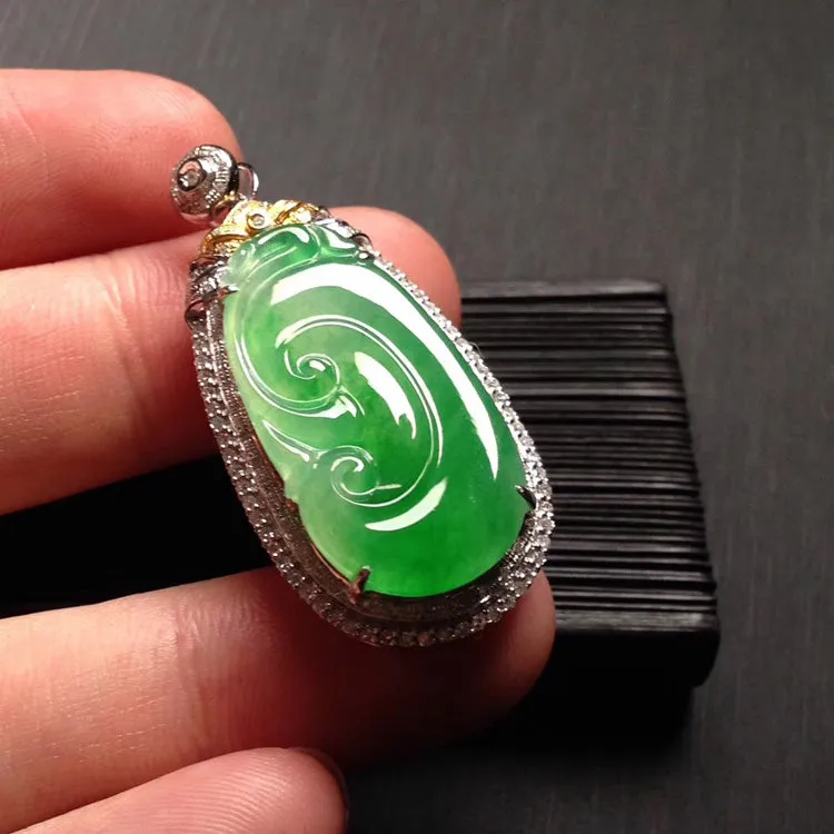 Natural Jade Pendant Jadeite Gold Ruyi Pendant PT478