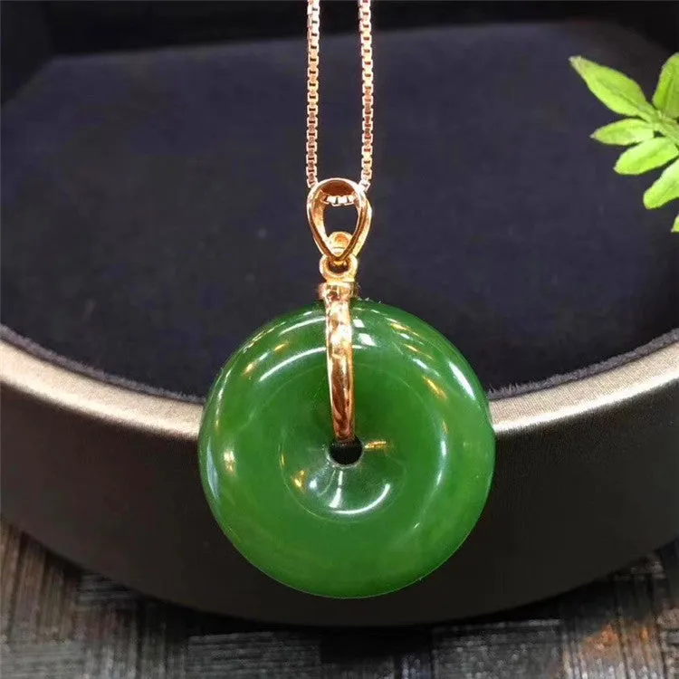 Natural Jade Pendant Nephrite Gold Pendant PT365
