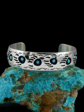 Navajo Turquoise Bear Paw Shadowbox Bracelet