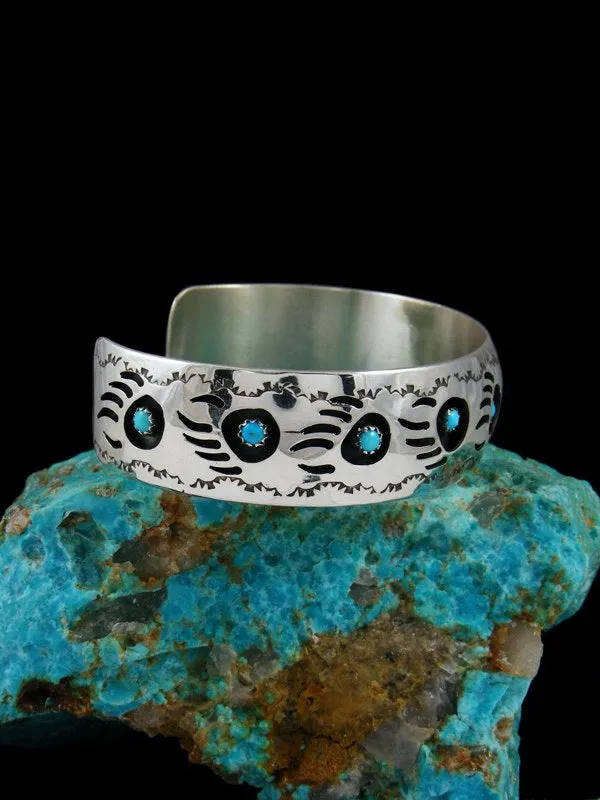 Navajo Turquoise Bear Paw Shadowbox Bracelet