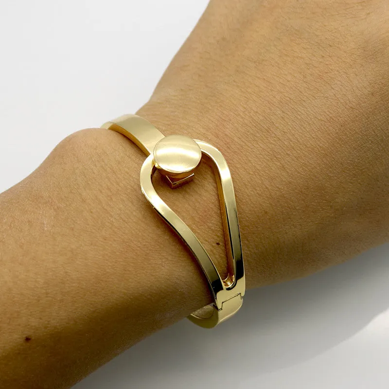 New Design Gold & Silver Plated Elasticity Bracelets & Bangles Simple Elegant Fashion Women Open Bangle