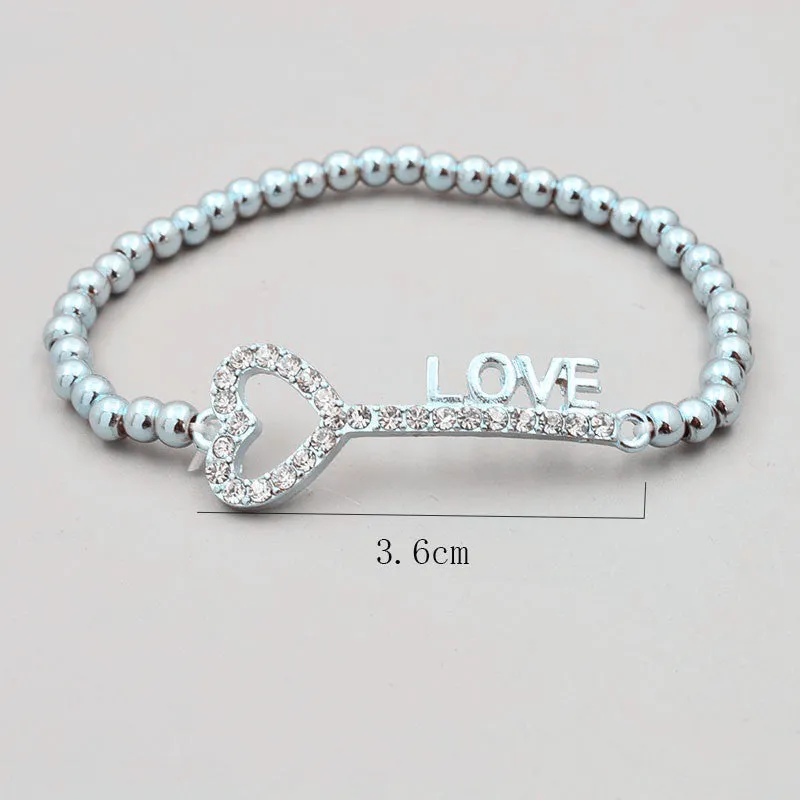 New fashion accessories jewelry bead chain link key love arrow charm bracelet nice gift for women girl