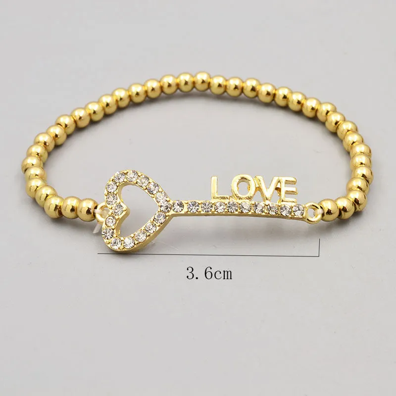 New fashion accessories jewelry bead chain link key love arrow charm bracelet nice gift for women girl