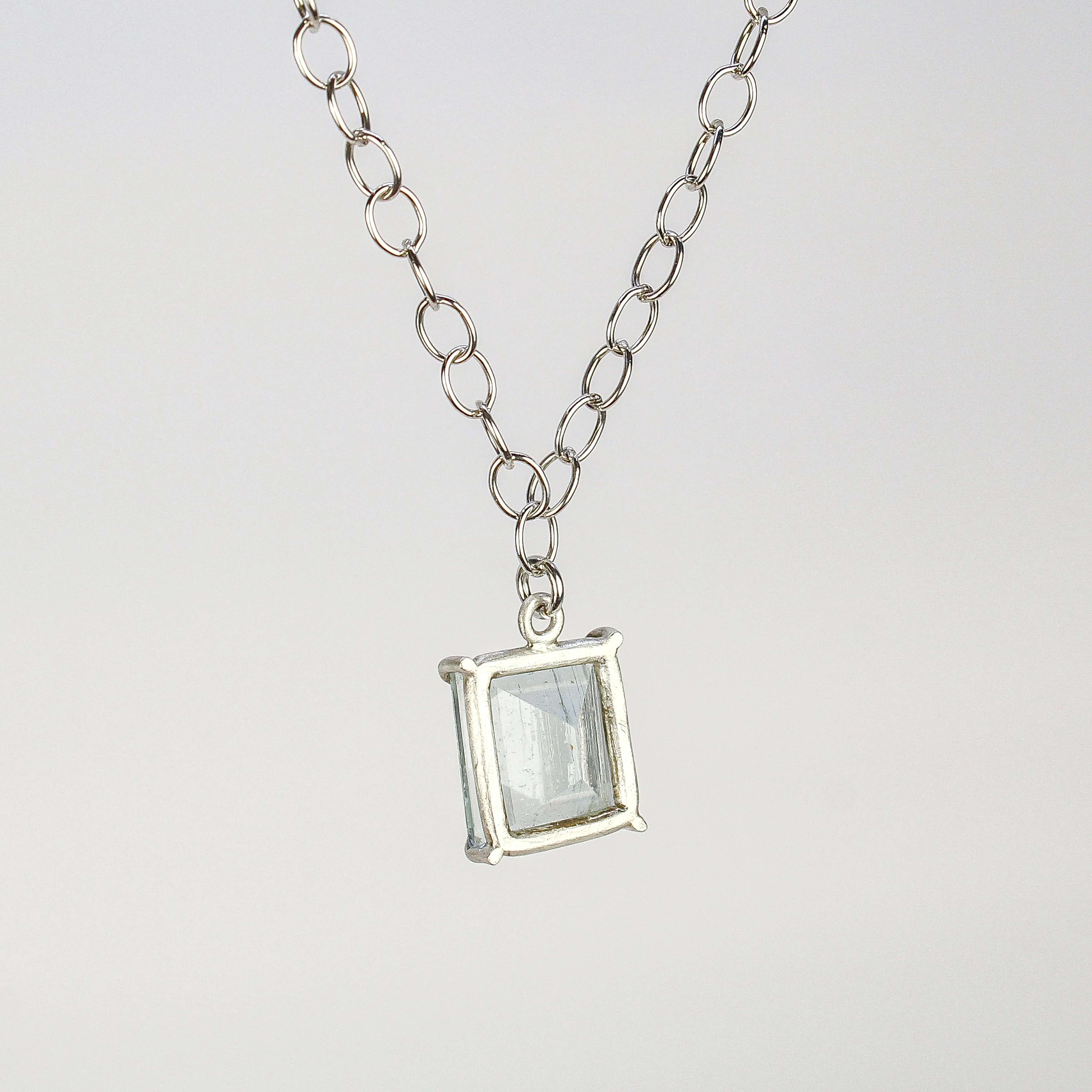 NEW! Prong Set Aquamarine on Sterling Silver Necklace by Rina Young