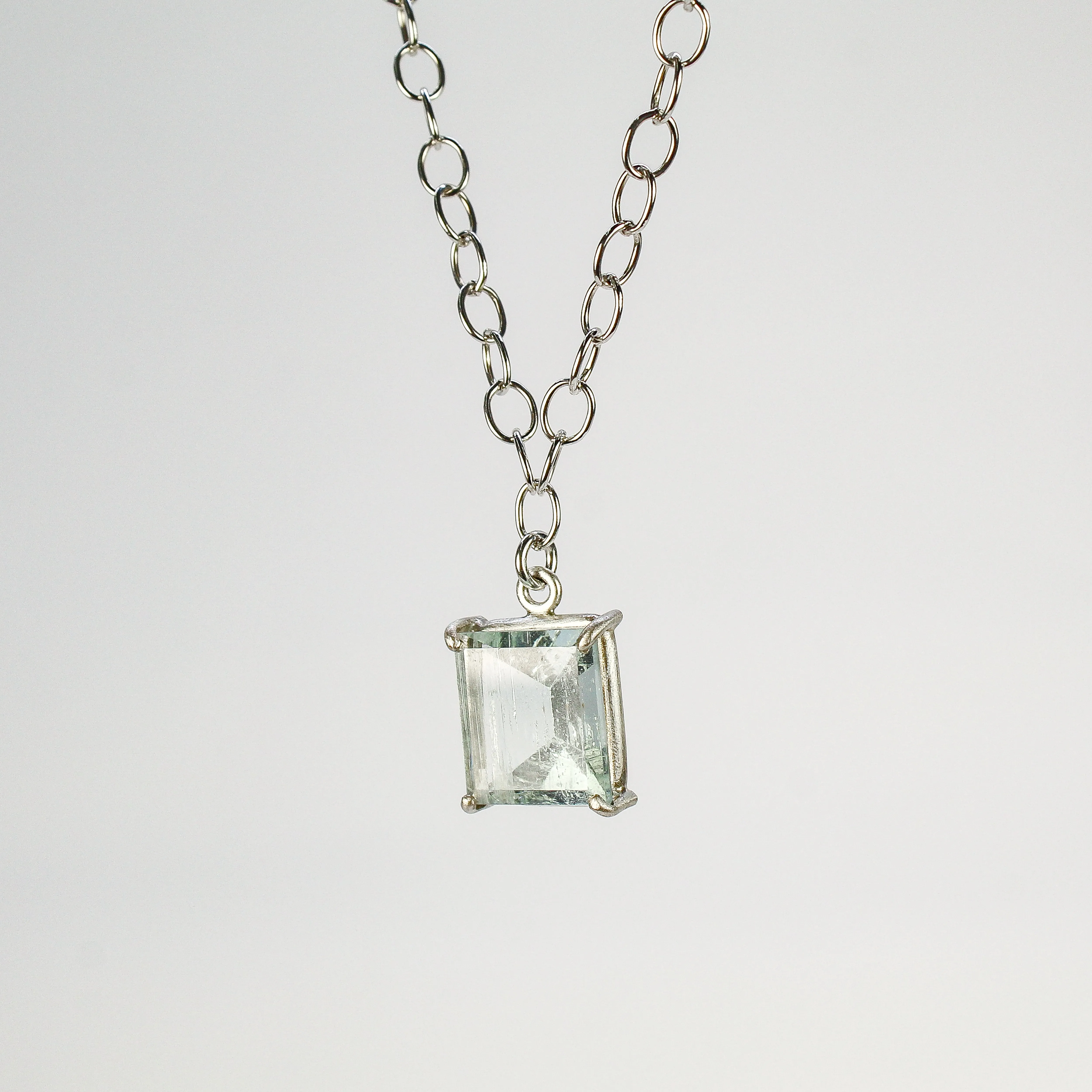 NEW! Prong Set Aquamarine on Sterling Silver Necklace by Rina Young