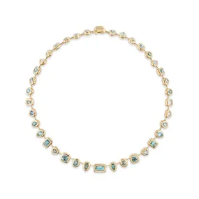 One of-a-Kind Pillow Necklace with Aquamarine