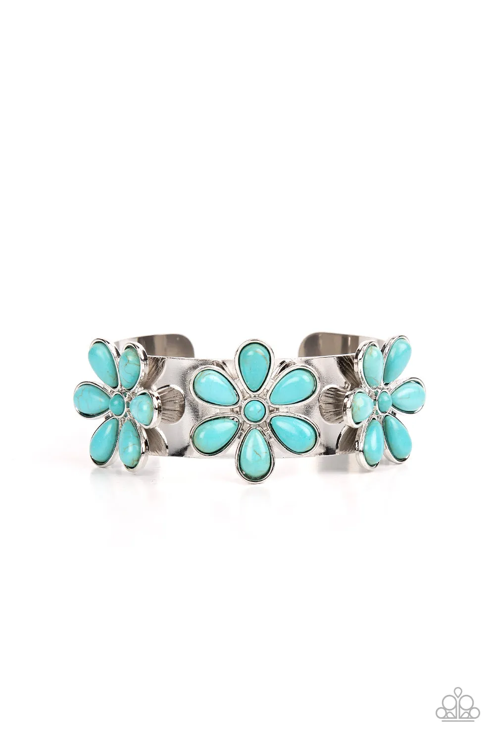Open Door Jewelry - Desert Flower Patch - Blue Bracelet - Paparazzi Accessories