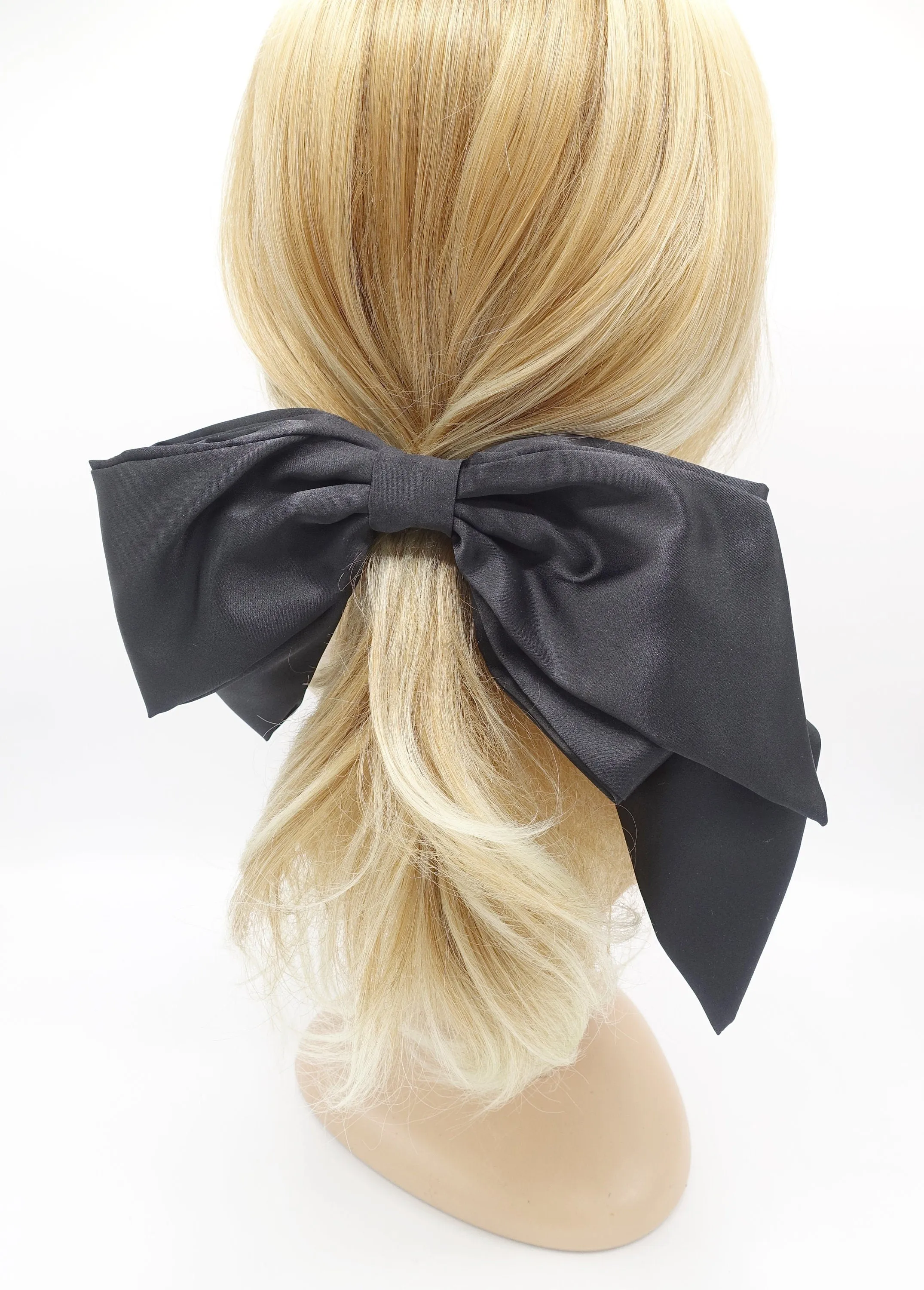 oversized hair bow satin asymmetric hair bow for women