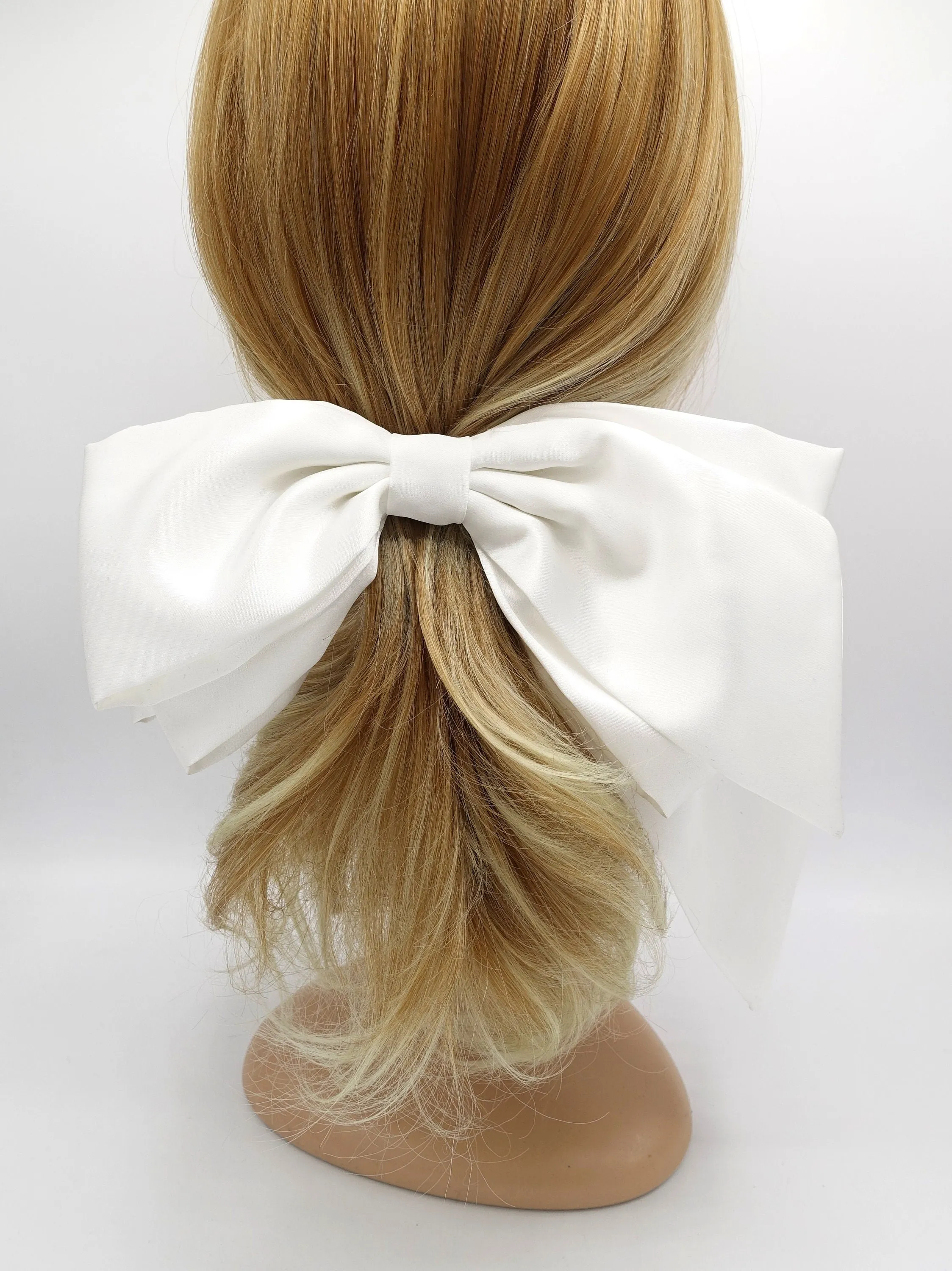 oversized hair bow satin asymmetric hair bow for women