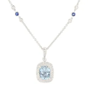 Pastel Aquamarine, Sapphire and Diamond Pendant