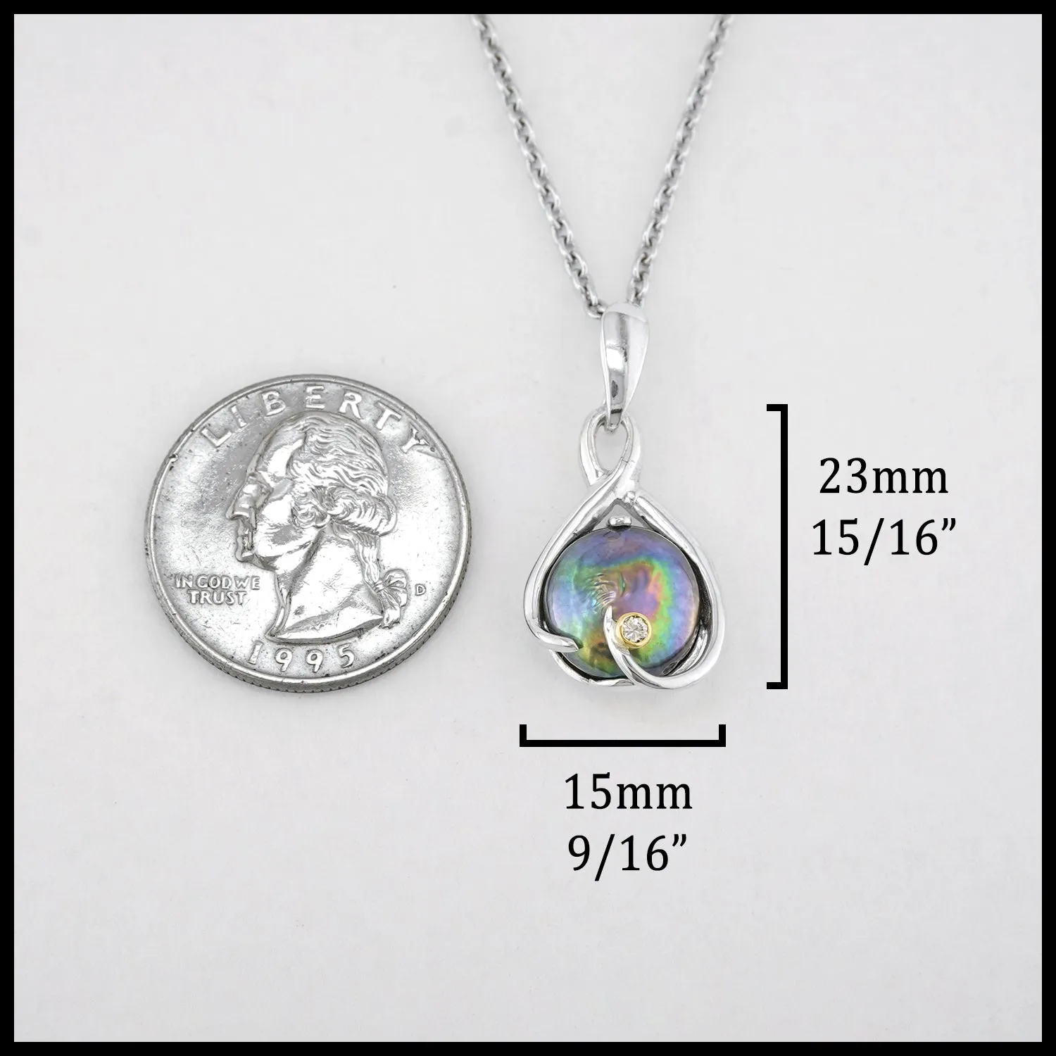 Peacock Colored Coin Pearl Necklace