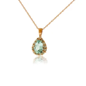 Pear Aquamarine & Diamond Halo Pendant