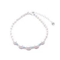 Pearl & turquoise silver clasp bracelet