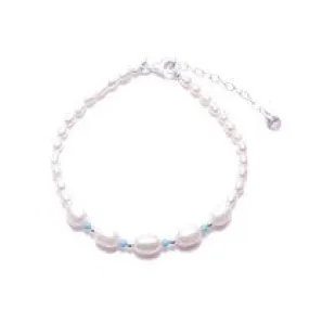 Pearl & turquoise silver clasp bracelet