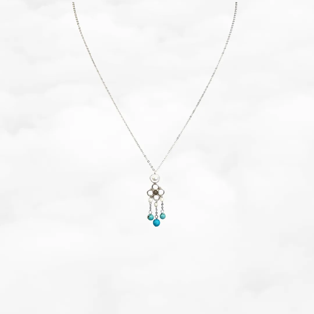Pearl and Turquoise Tassel Necklace