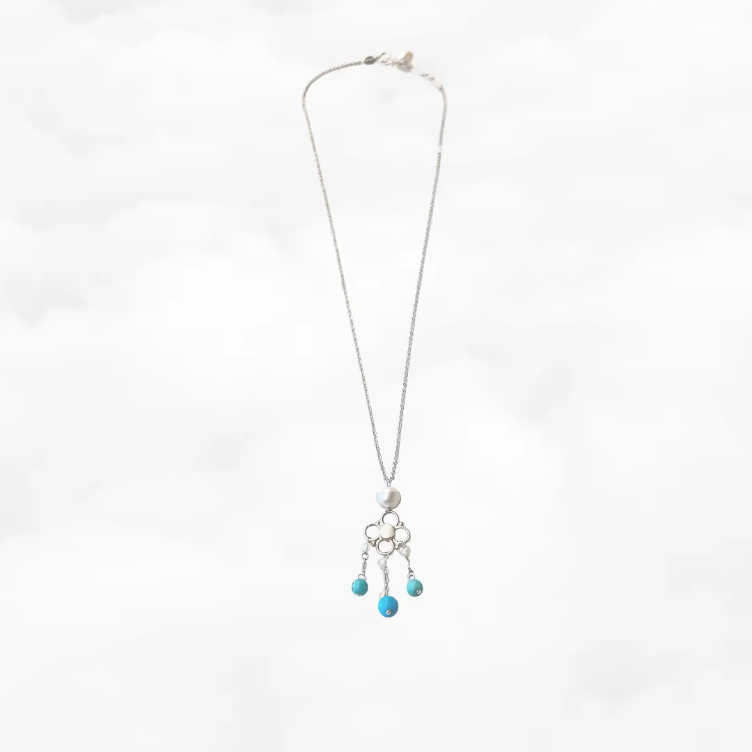 Pearl and Turquoise Tassel Necklace