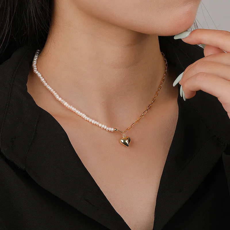 Pearl Necklace With Heart Pendant