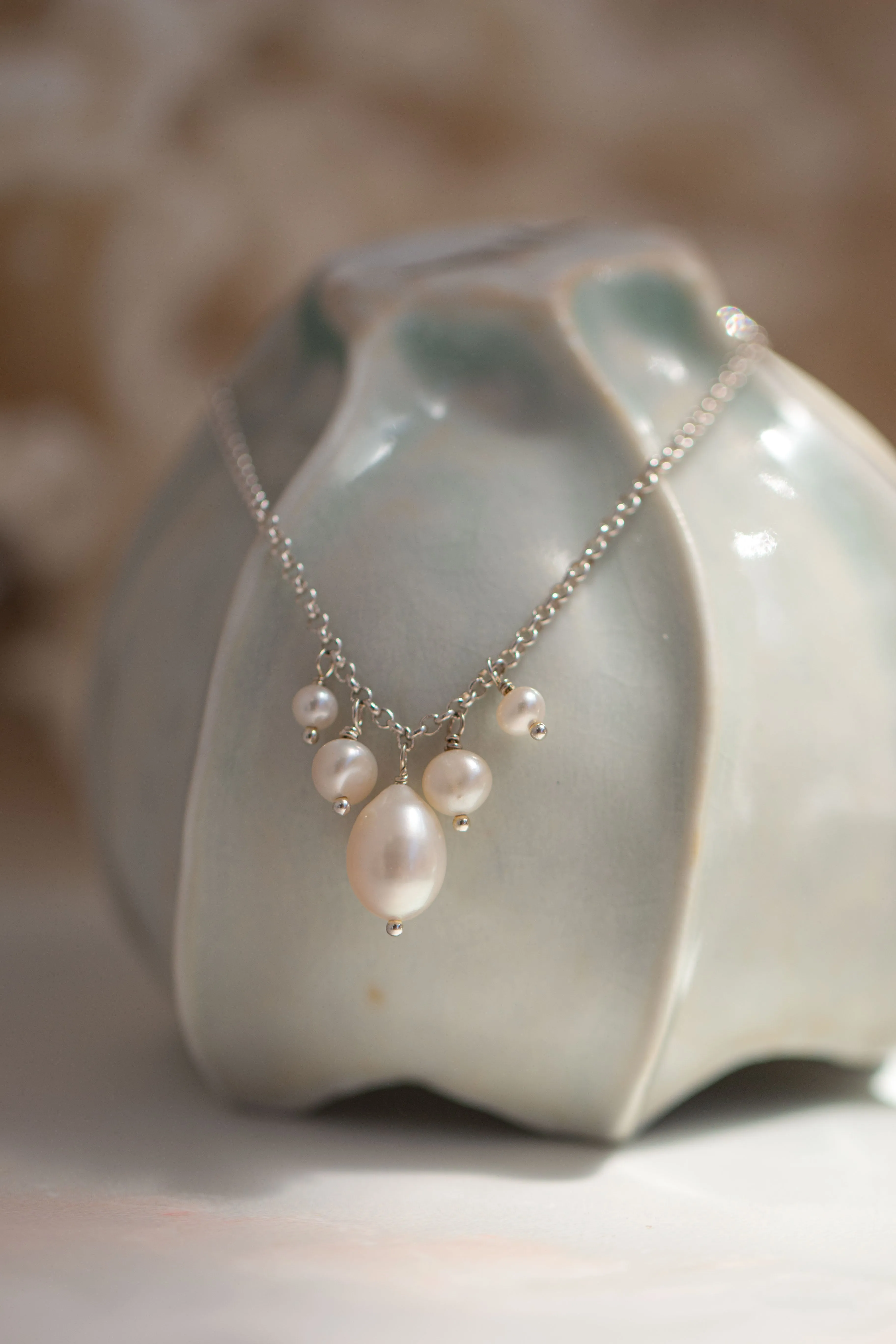 Pearl ~ White Dangle Necklace